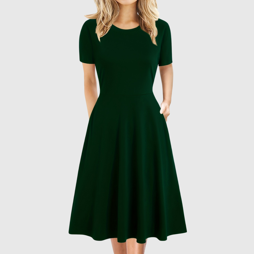 Women's A-Line Dress with Pockets & Flared Skirt