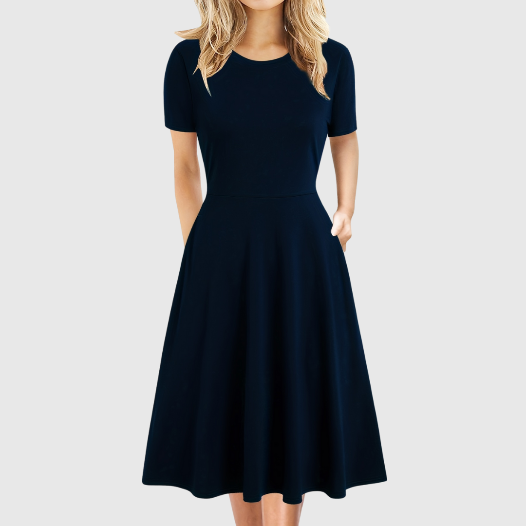 Women's A-Line Dress with Pockets & Flared Skirt
