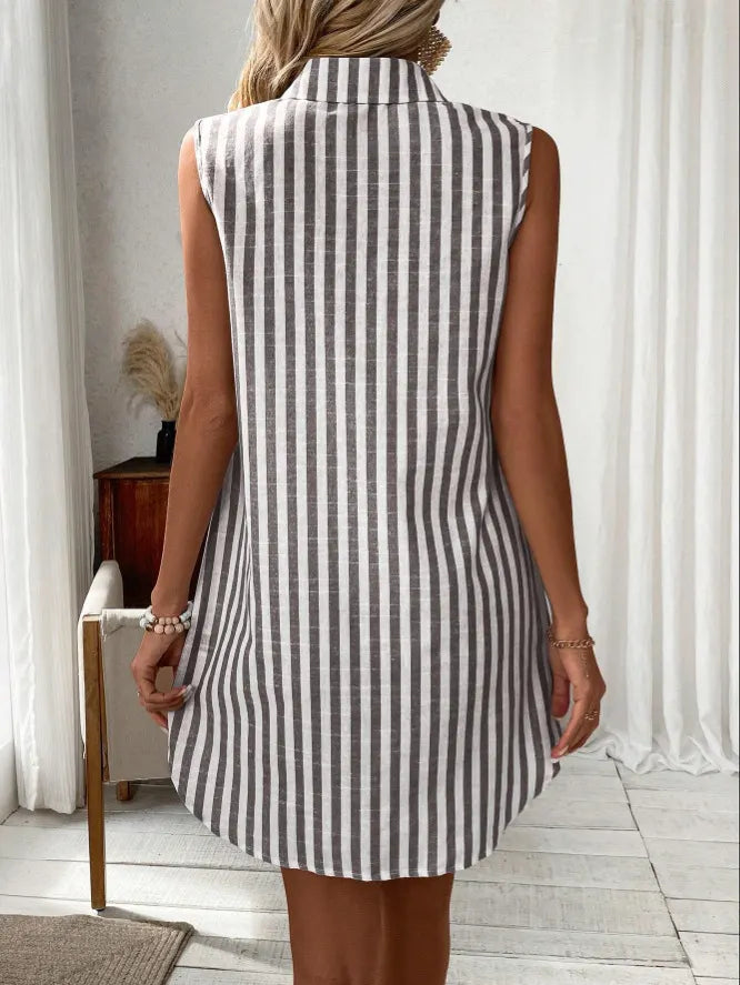 Dress for Women Sleeveless Striped Soft-Touch Fabric