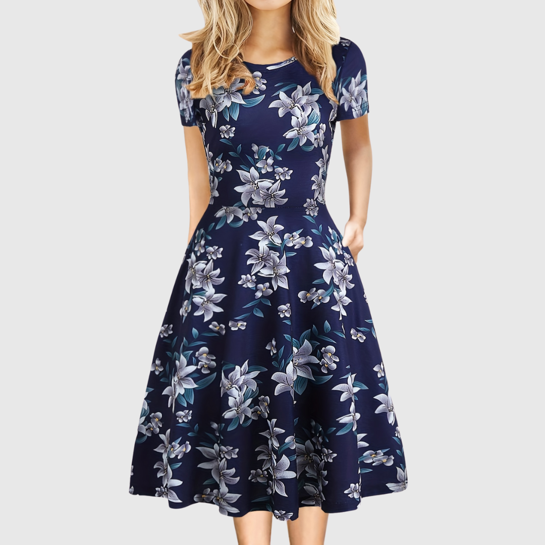 Women's A-Line Dress with Pockets & Flared Skirt