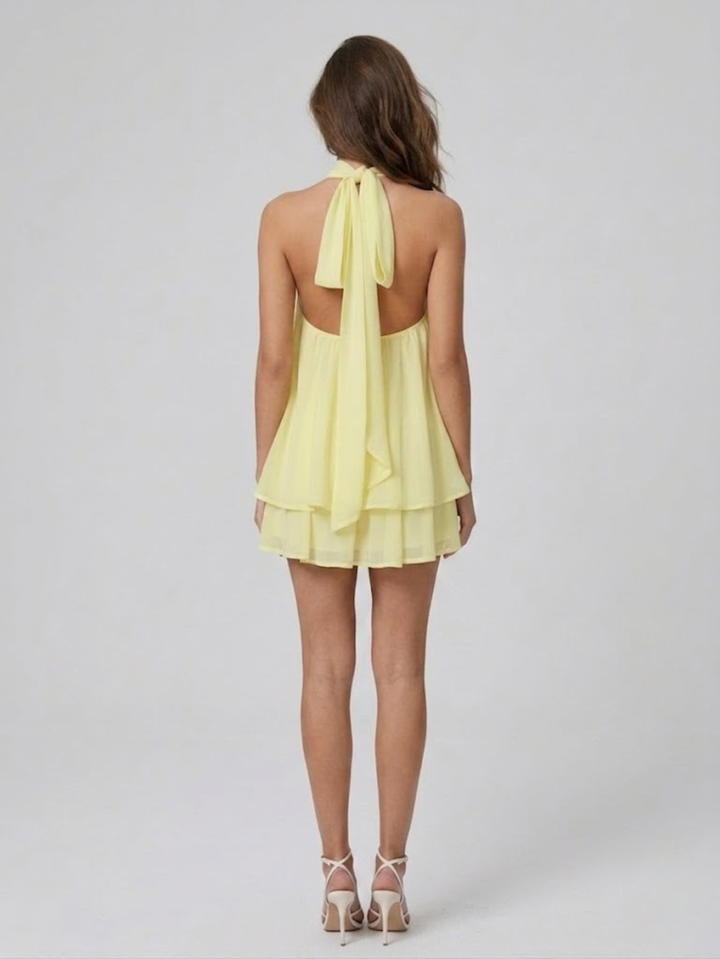 Women's Mini Dress High Halter Neck Ruffle Tiered
