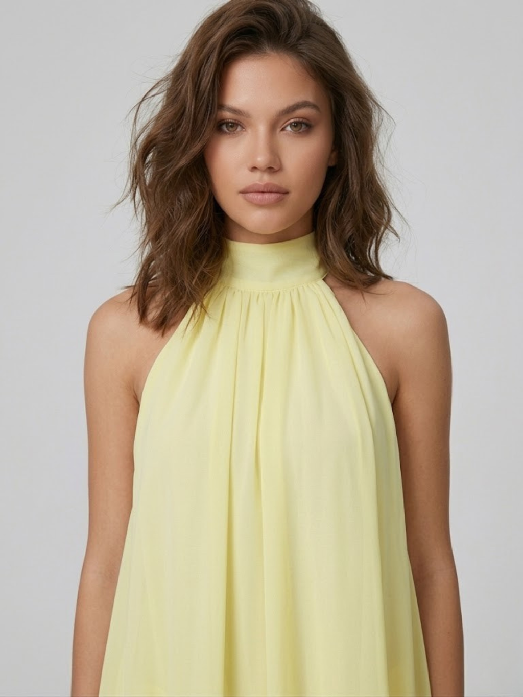 Women's Mini Dress High Halter Neck Ruffle Tiered