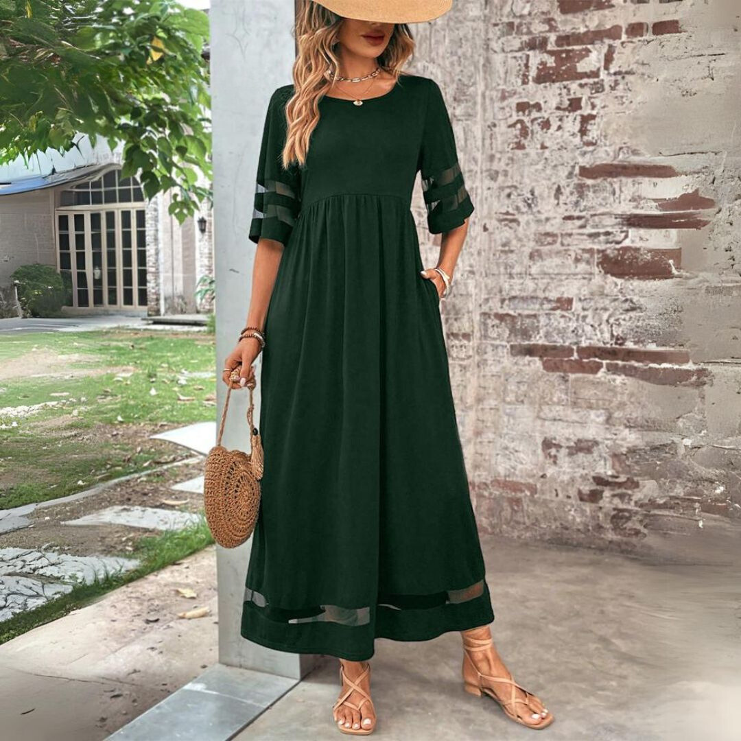 Midi Dress for Women Empire Waist Tummy Control