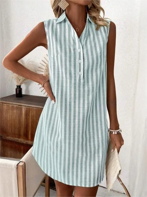 Dress for Women Sleeveless Striped Soft-Touch Fabric