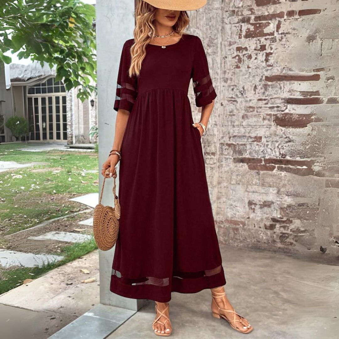 Midi Dress for Women Empire Waist Tummy Control