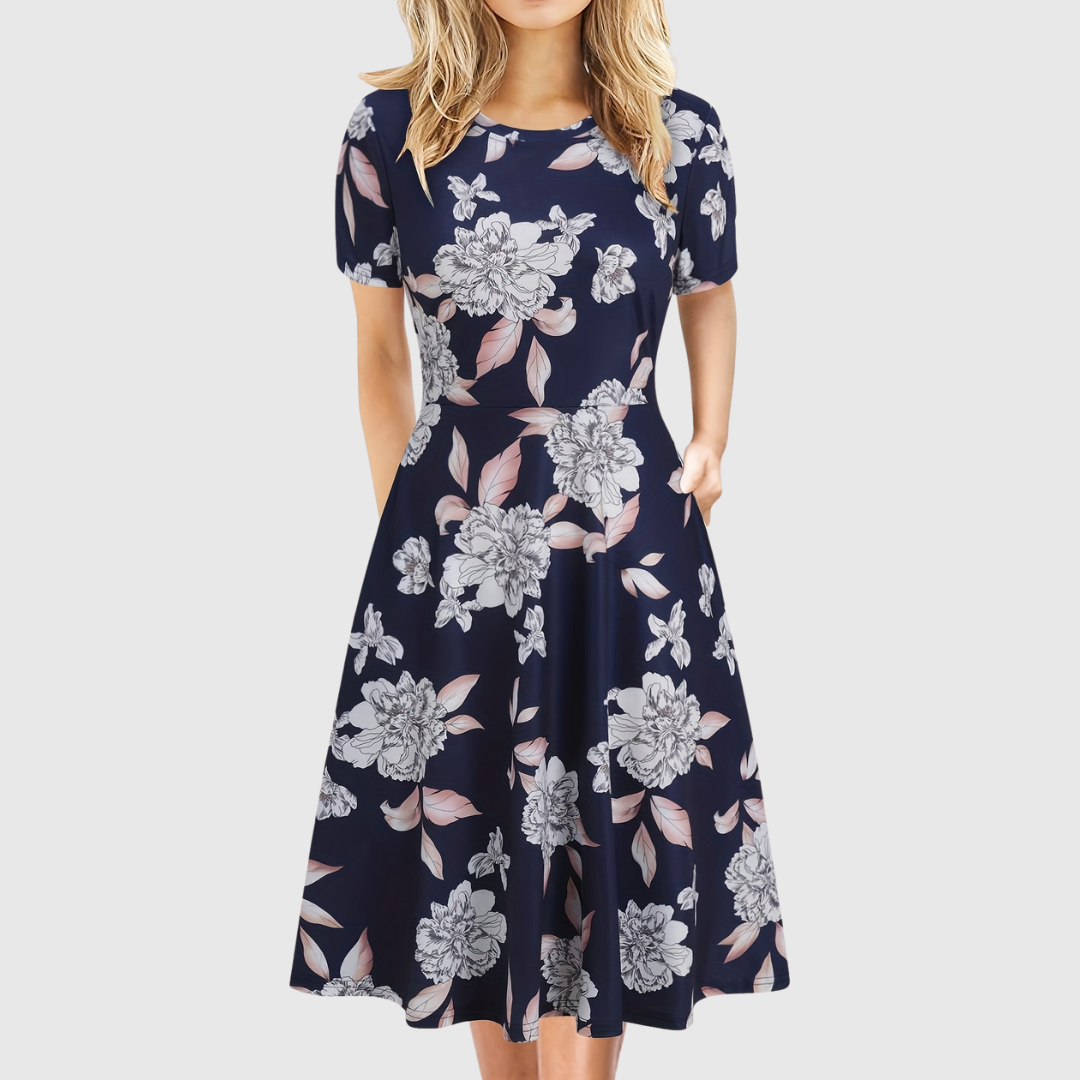 Women's A-Line Dress with Pockets & Flared Skirt