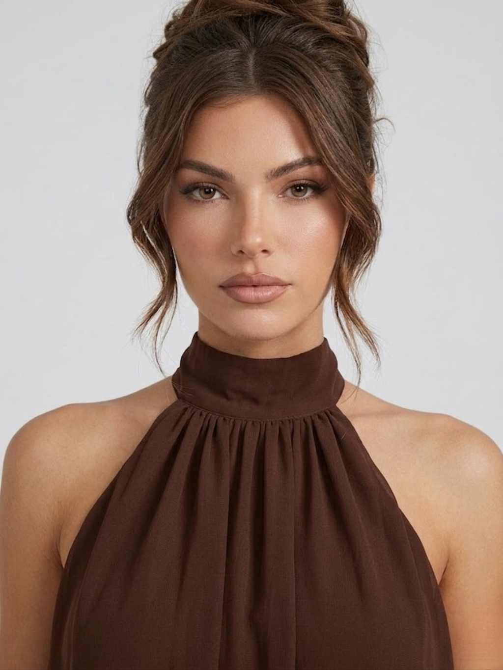 Women's Mini Dress High Halter Neck Ruffle Tiered