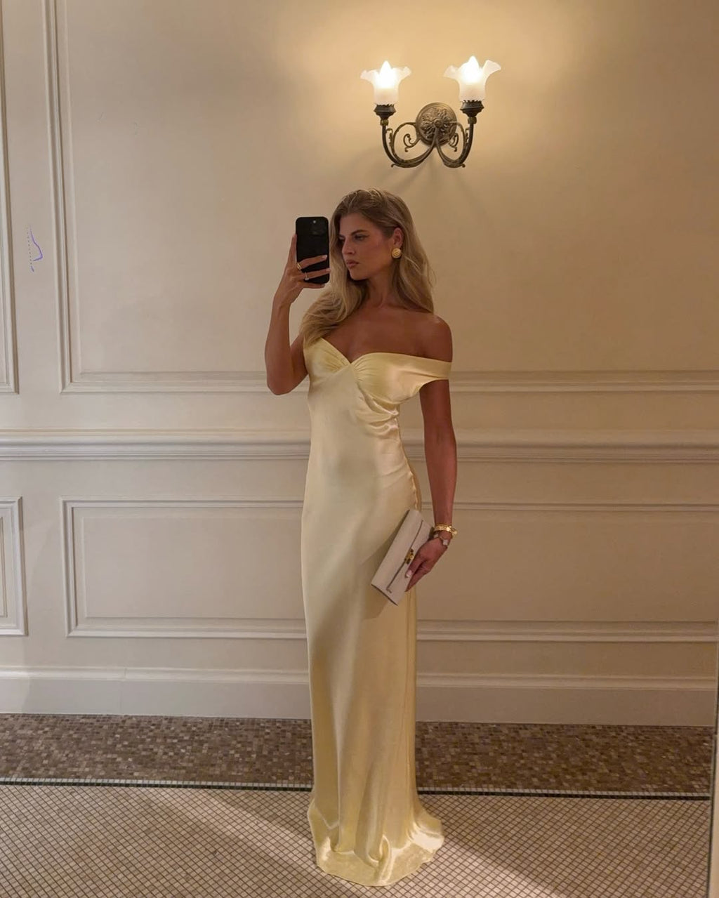 Women's Satin Maxi Dress Off-Shoulder Backless Design