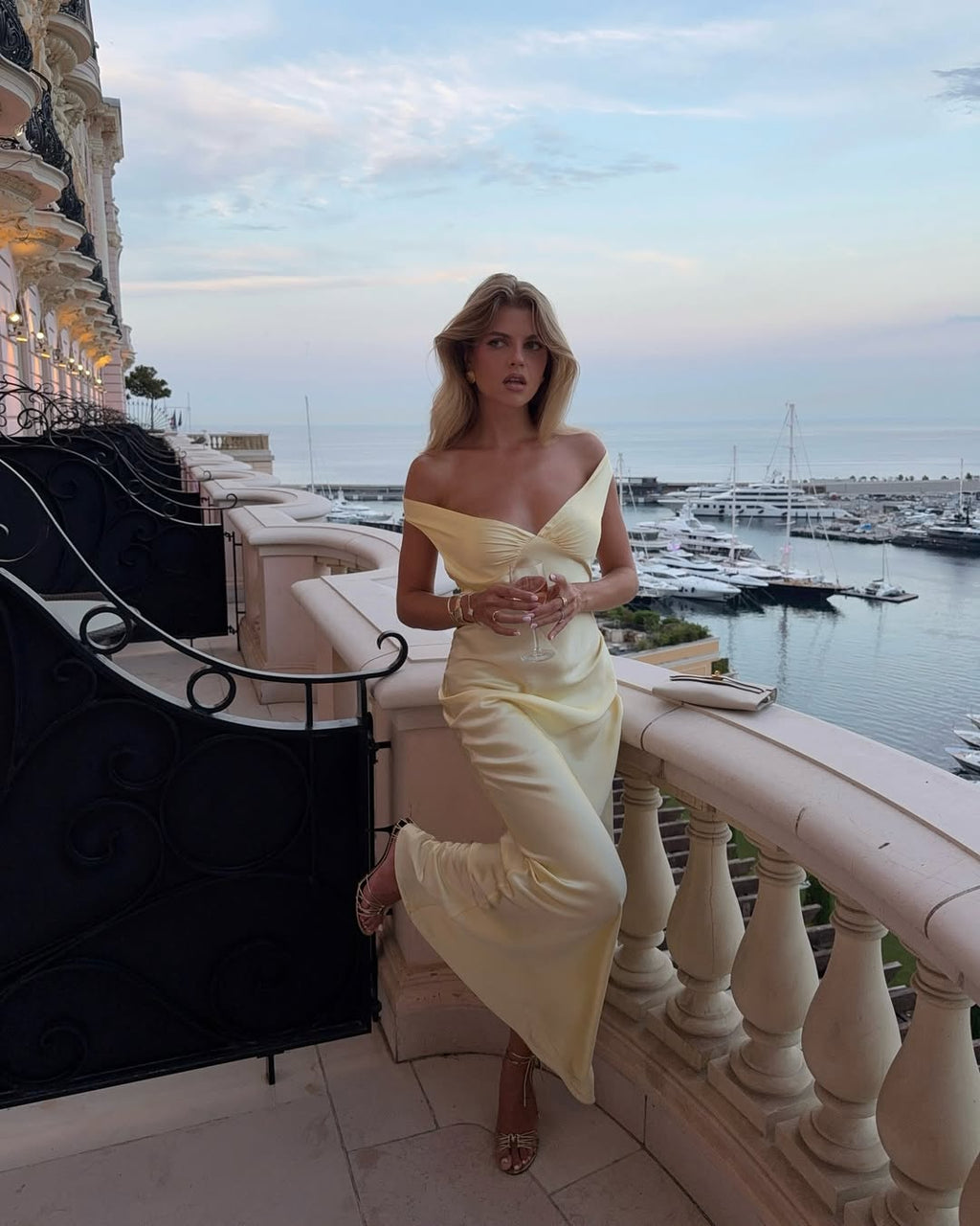 Women's Satin Maxi Dress Off-Shoulder Backless Design