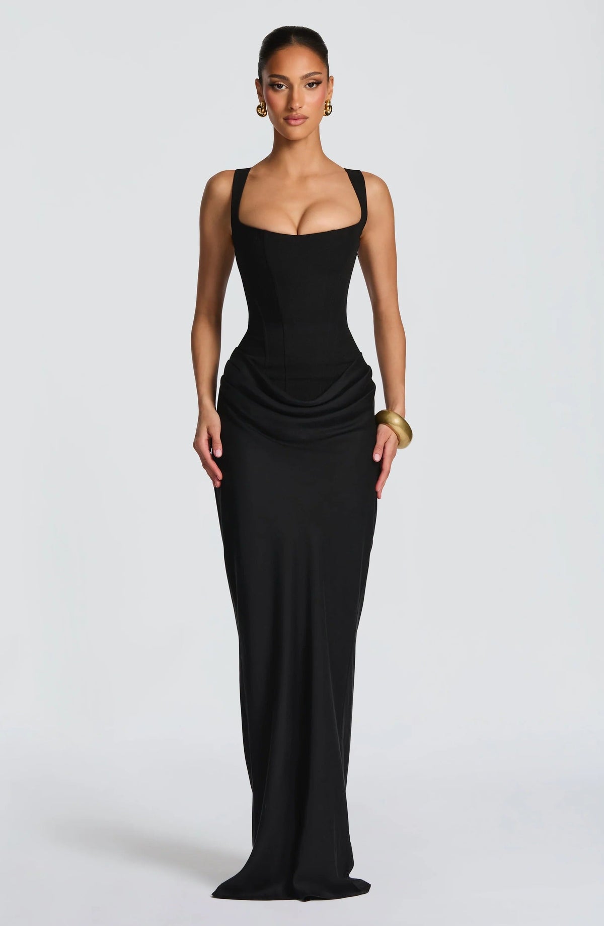 Women's Bodycon Maxi Dress Corset Inspired Draped Skirt