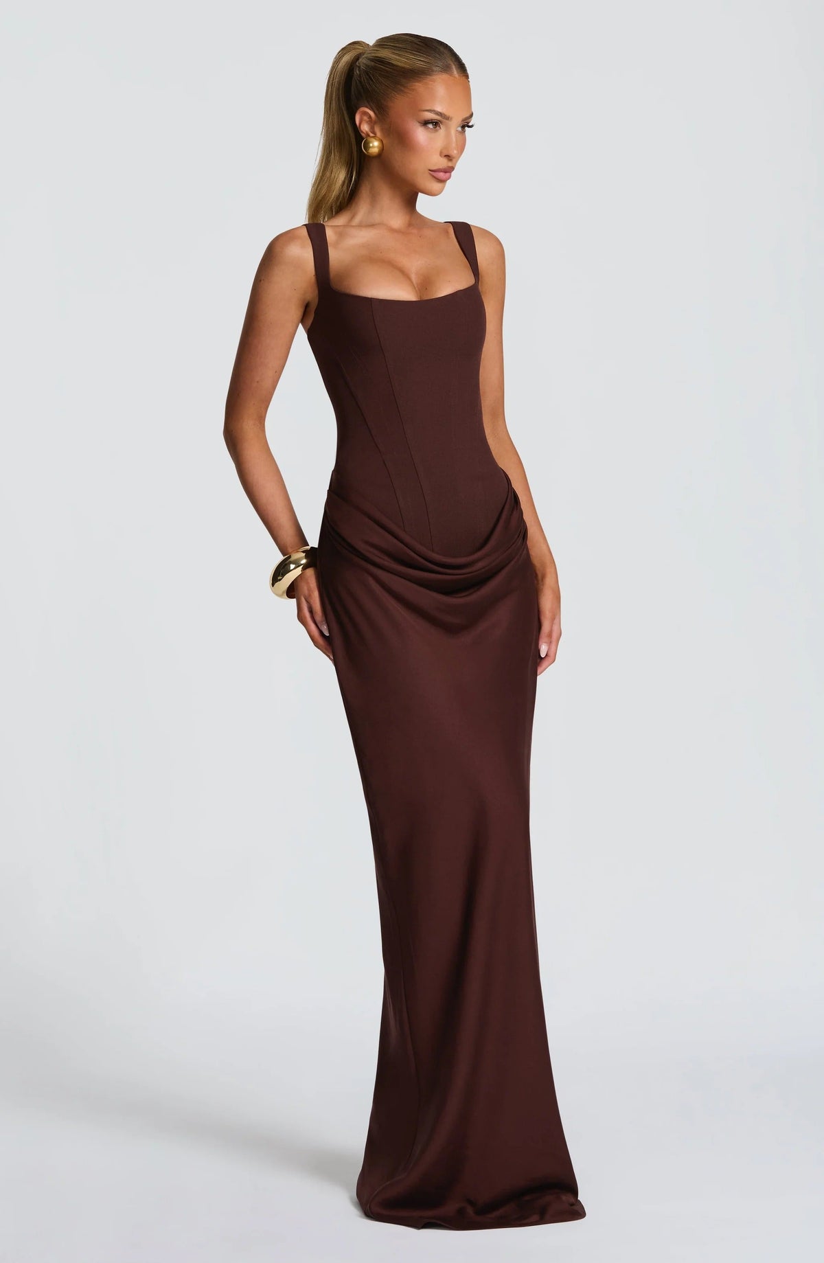 Women's Bodycon Maxi Dress Corset Inspired Draped Skirt