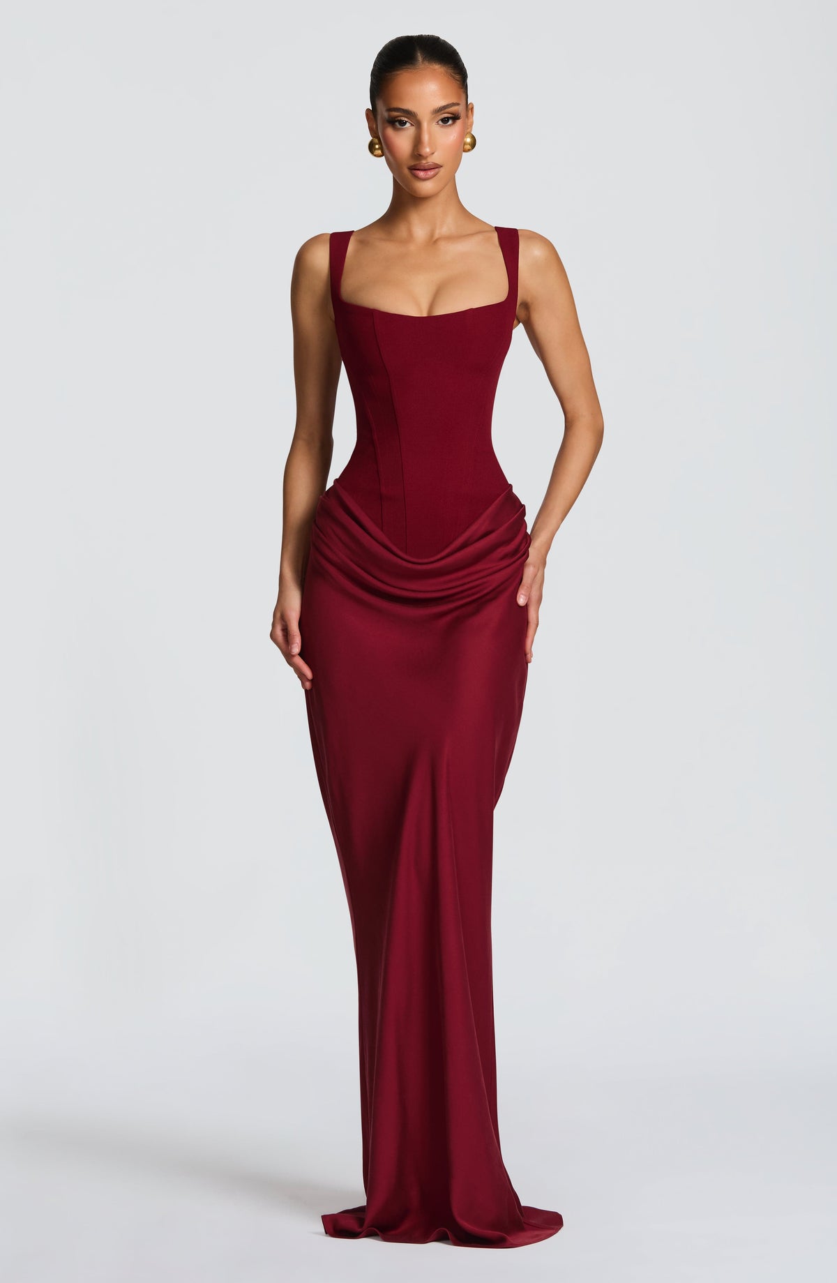 Women's Bodycon Maxi Dress Corset Inspired Draped Skirt