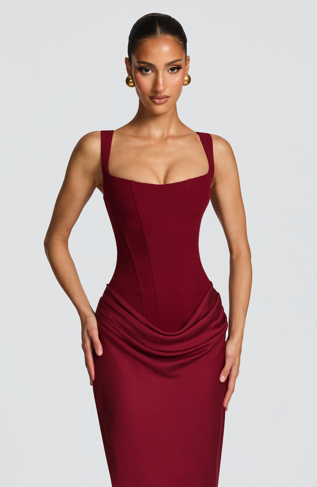 Women's Bodycon Maxi Dress Corset Inspired Draped Skirt