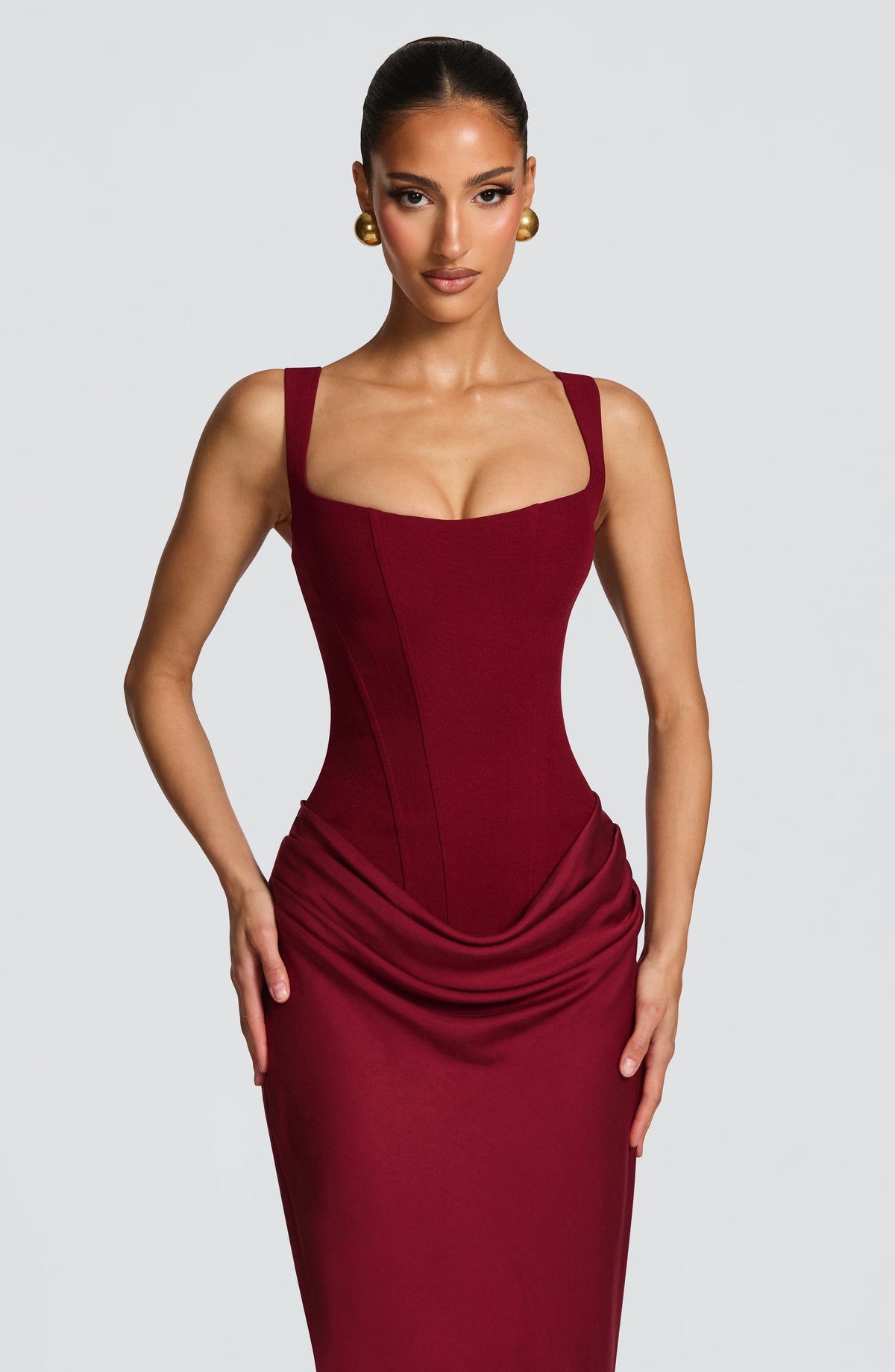 Women's Bodycon Maxi Dress Corset Inspired Draped Skirt