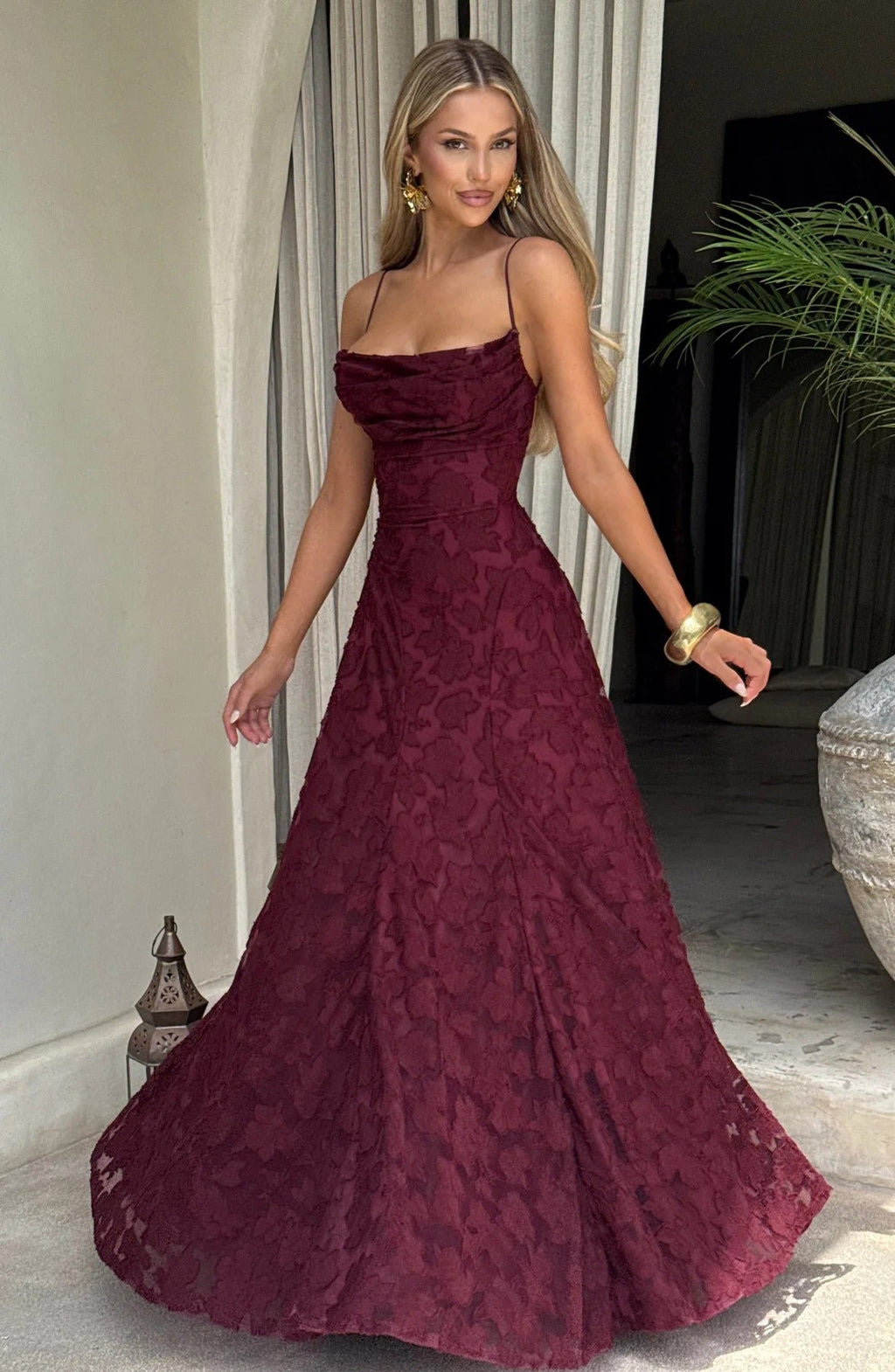 Dress for Women Floral Jacquard Maxi Sleeveless