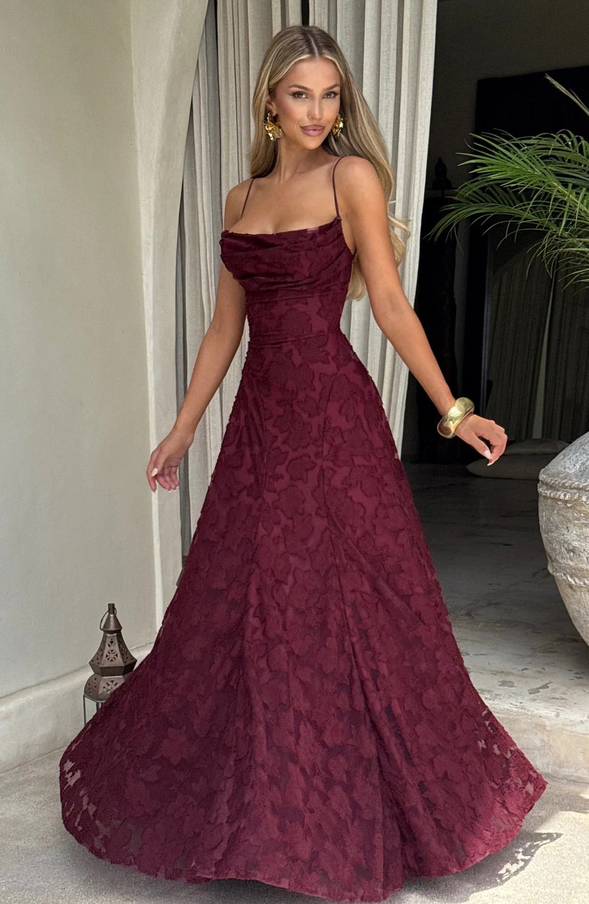 Dress for Women Floral Jacquard Maxi Sleeveless