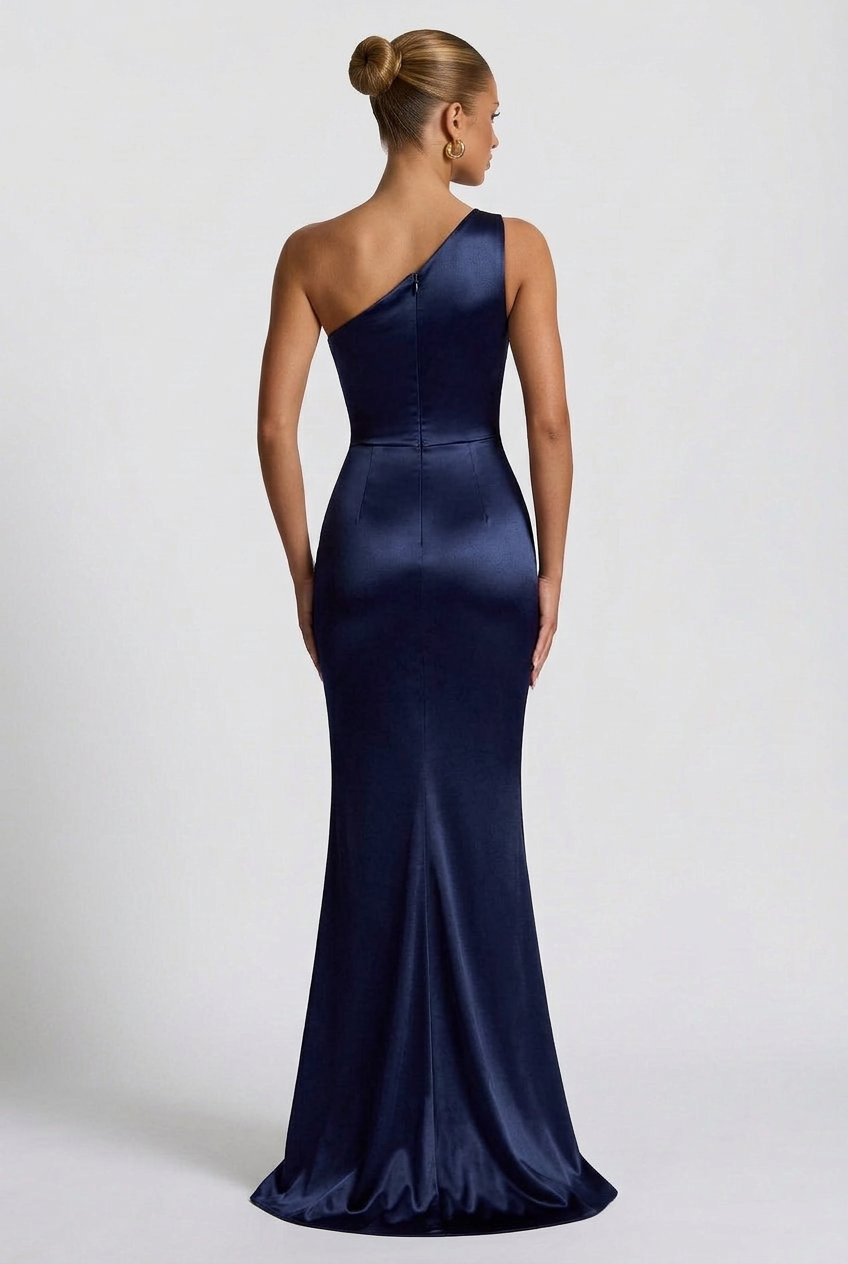 Maxi Dress Women's Satin One-Shoulder Formal Occasion