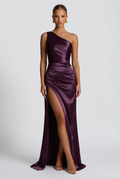 Maxi Dress Women's Satin One-Shoulder Formal Occasion