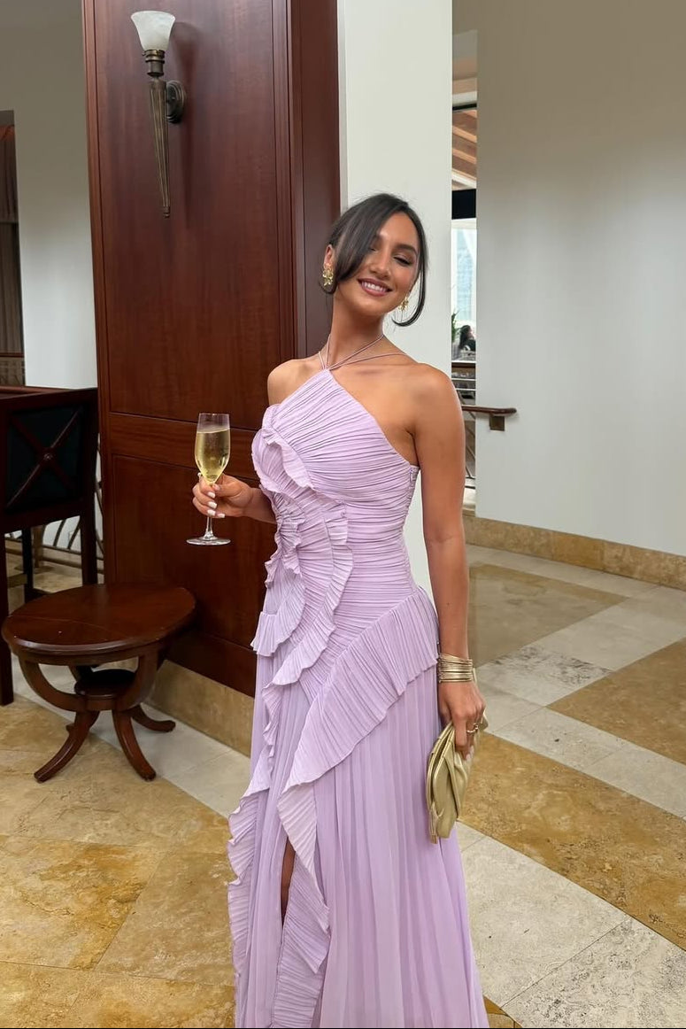 Women's Pleated Ruffle Maxi Dress for Weddings & Events