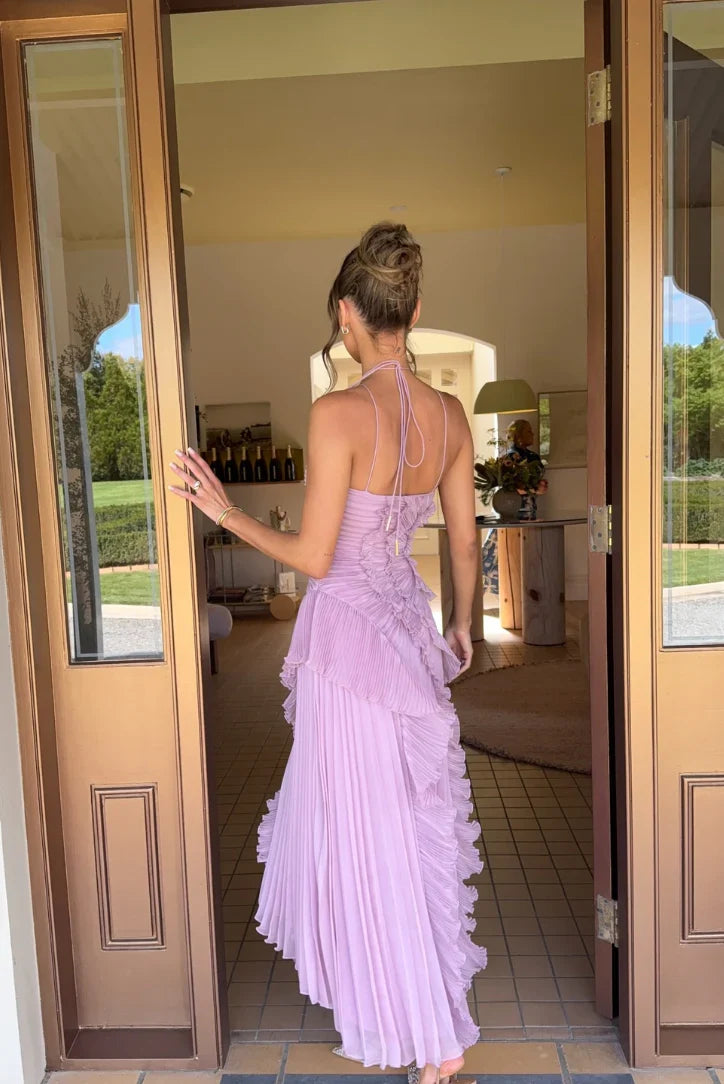 Women's Pleated Ruffle Maxi Dress for Weddings & Events