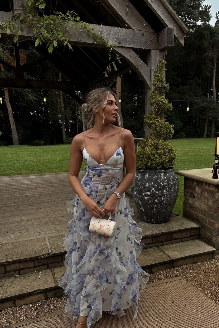 Women's Maxi Dress Sleeveless Ruffle Chiffon Gown