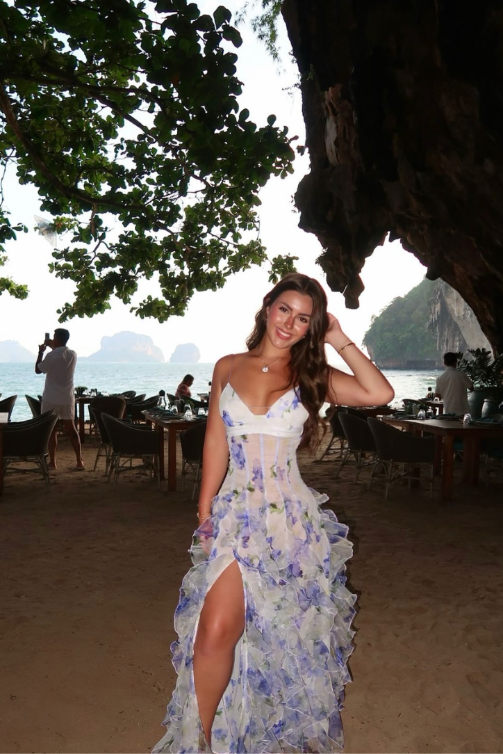 Women's Maxi Dress Sleeveless Ruffle Chiffon Gown