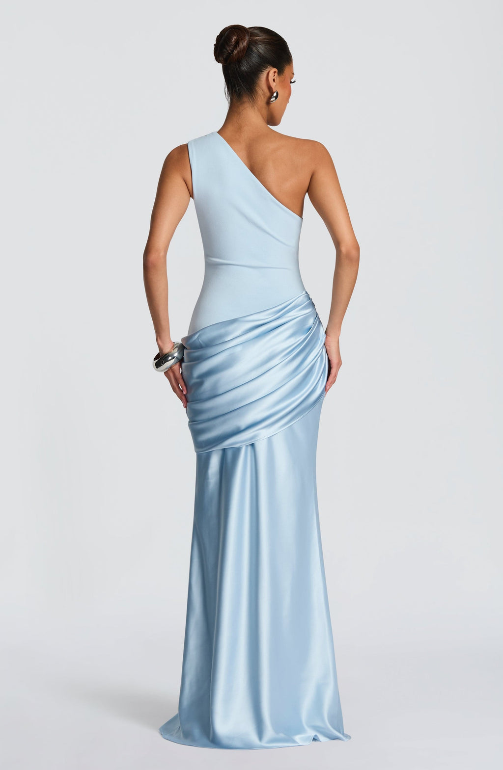 Women's One-Shoulder Maxi Dress Satin Crepe