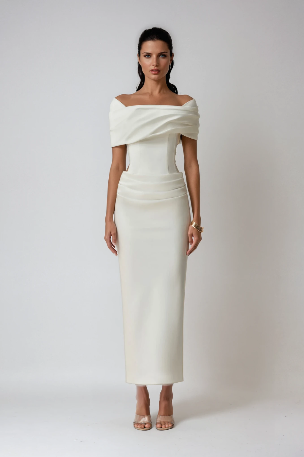 Women's Maxi Dress Off-Shoulder Ruched Elegant Evening