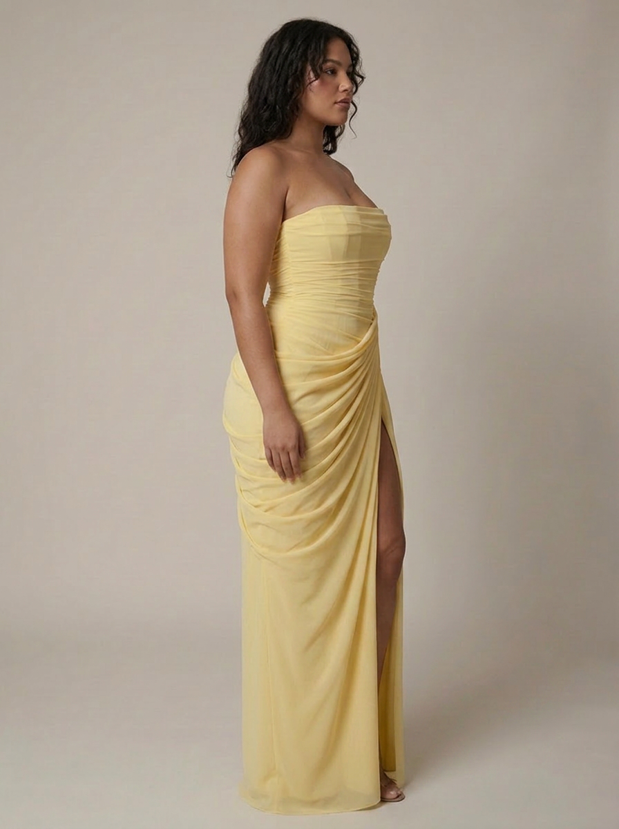 Maxi Dress for Women with Corset Bodice & Thigh Split