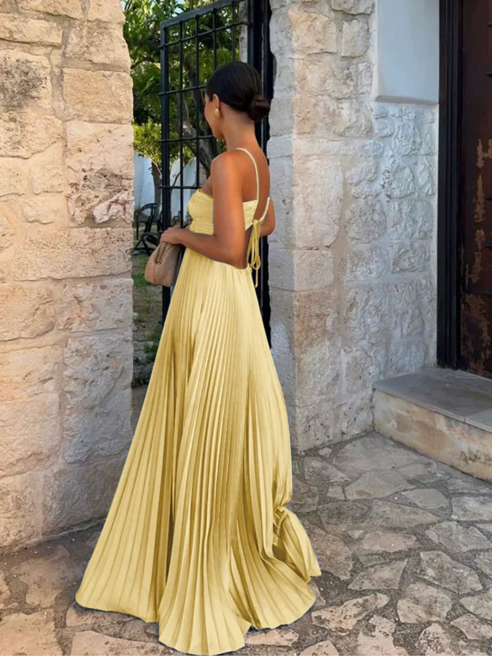 Maxi Dress Women's Halter Neck Pleated Elegant