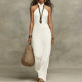 Bohemian Dress Women Halter Maxi Breathable Linen