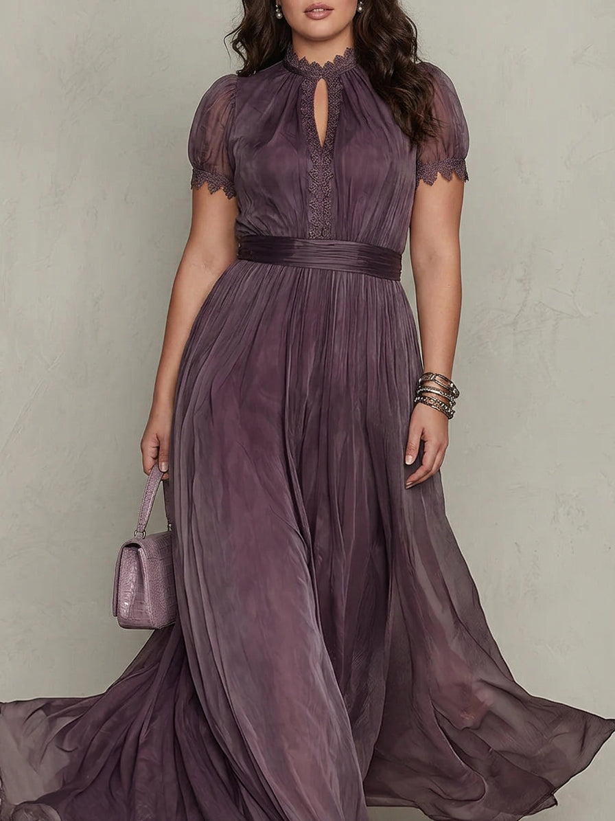 Maxi Dress Women Elegant Chiffon Breathable Purple