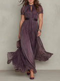 Maxi Dress Women Elegant Chiffon Breathable Purple