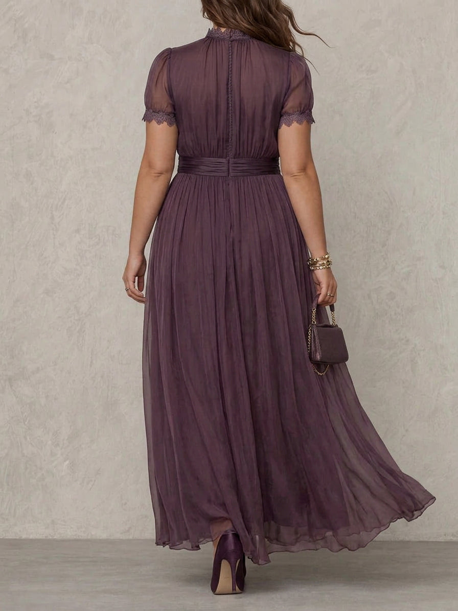 Maxi Dress Women Elegant Chiffon Breathable Purple