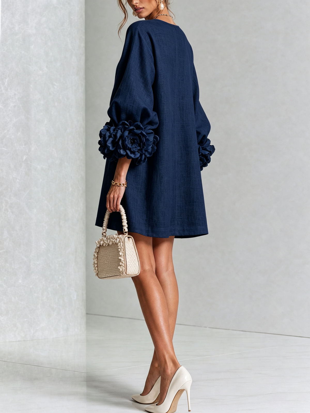 Dress for Women Sculptural Rose Cuffs Lightweight
