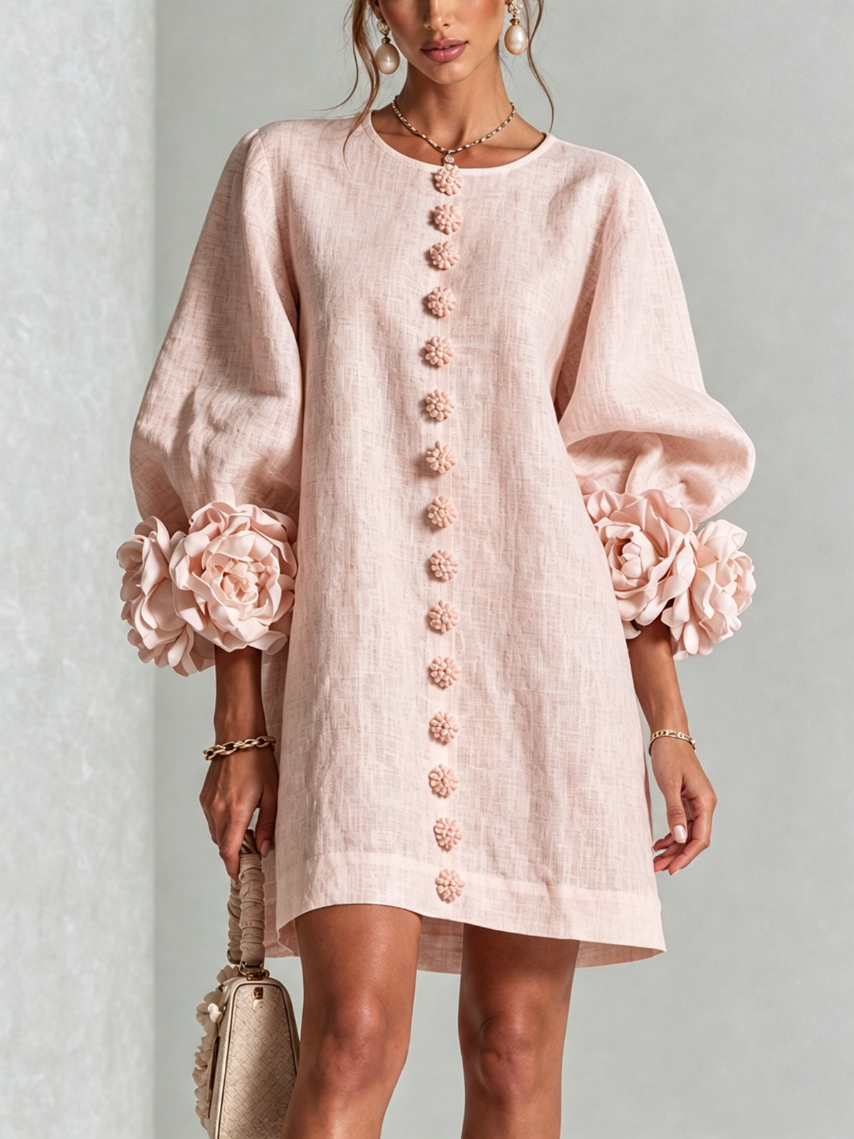 Dress for Women Sculptural Rose Cuffs Lightweight