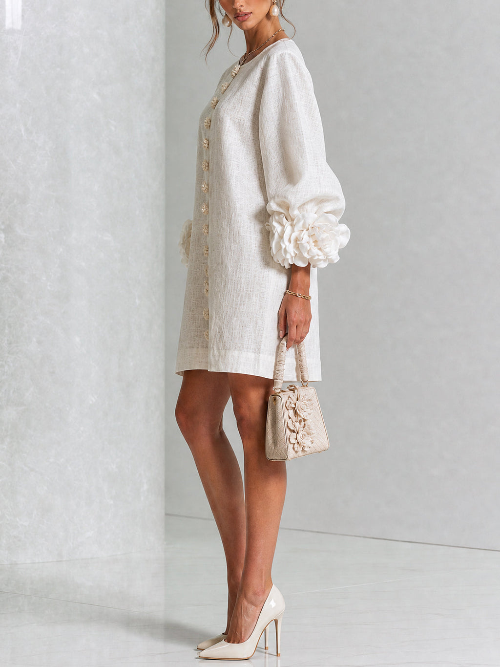 Dress for Women Sculptural Rose Cuffs Lightweight