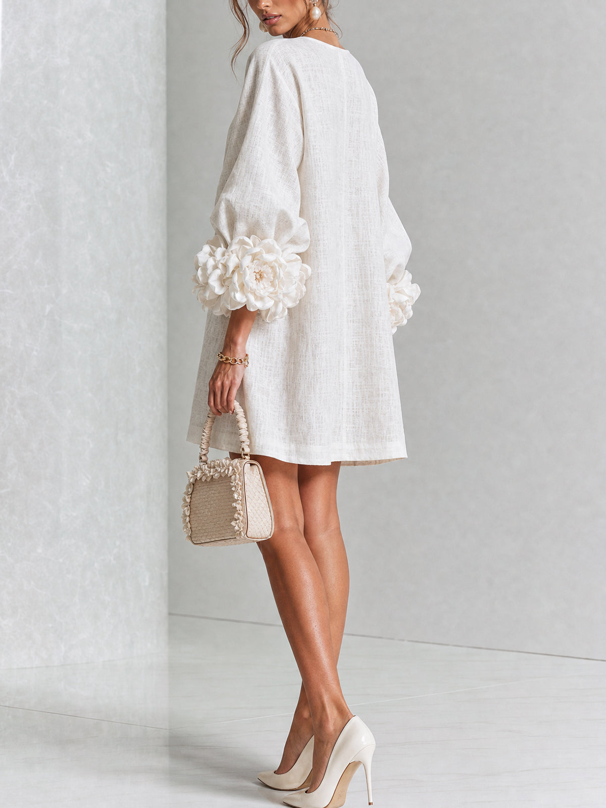 Dress for Women Sculptural Rose Cuffs Lightweight