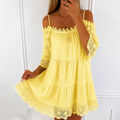 Women's Dress Cold Shoulder A-Line Tiered Mini