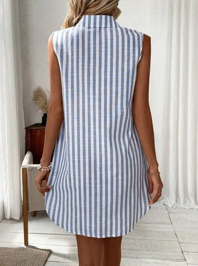 Dress for Women Sleeveless Striped Soft-Touch Fabric