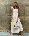 Women's Gingham Maxi Dress with Smocked Bodice