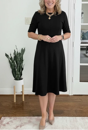Women's A-Line Dress with Pockets & Flared Skirt
