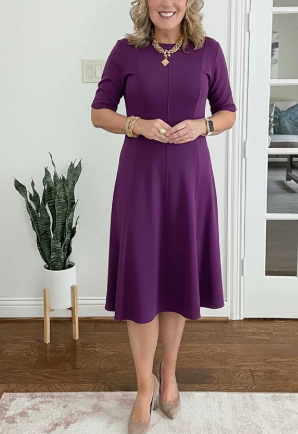Women's A-Line Dress with Pockets & Flared Skirt