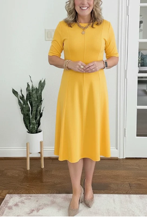 Women's A-Line Dress with Pockets & Flared Skirt