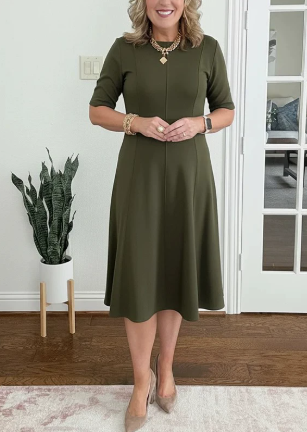 Women's A-Line Dress with Pockets & Flared Skirt