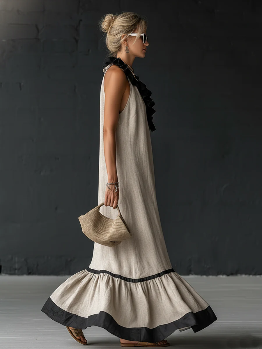 Dress for Women Loose Cotton Linen Maxi Casual