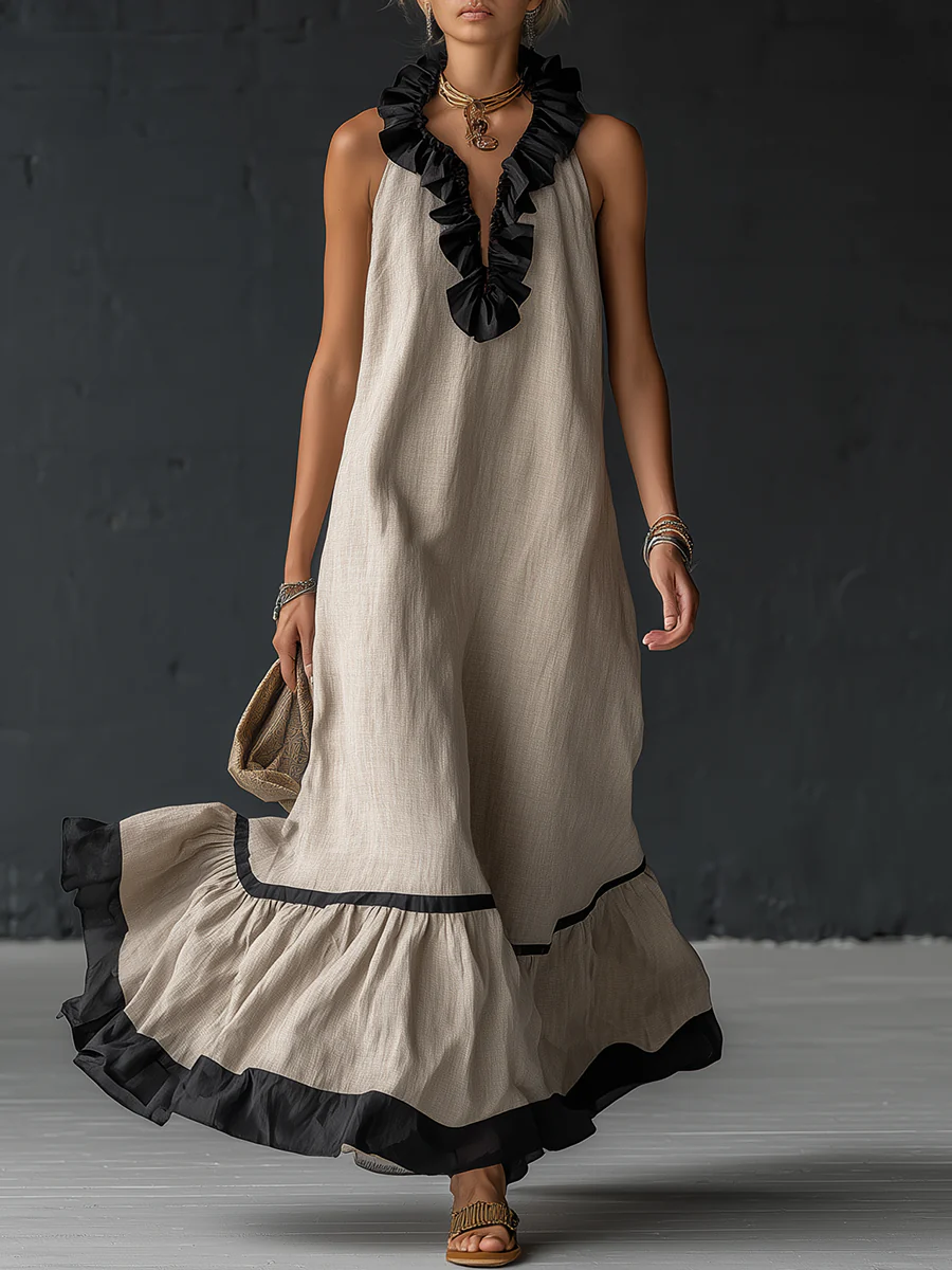Dress for Women Loose Cotton Linen Maxi Casual