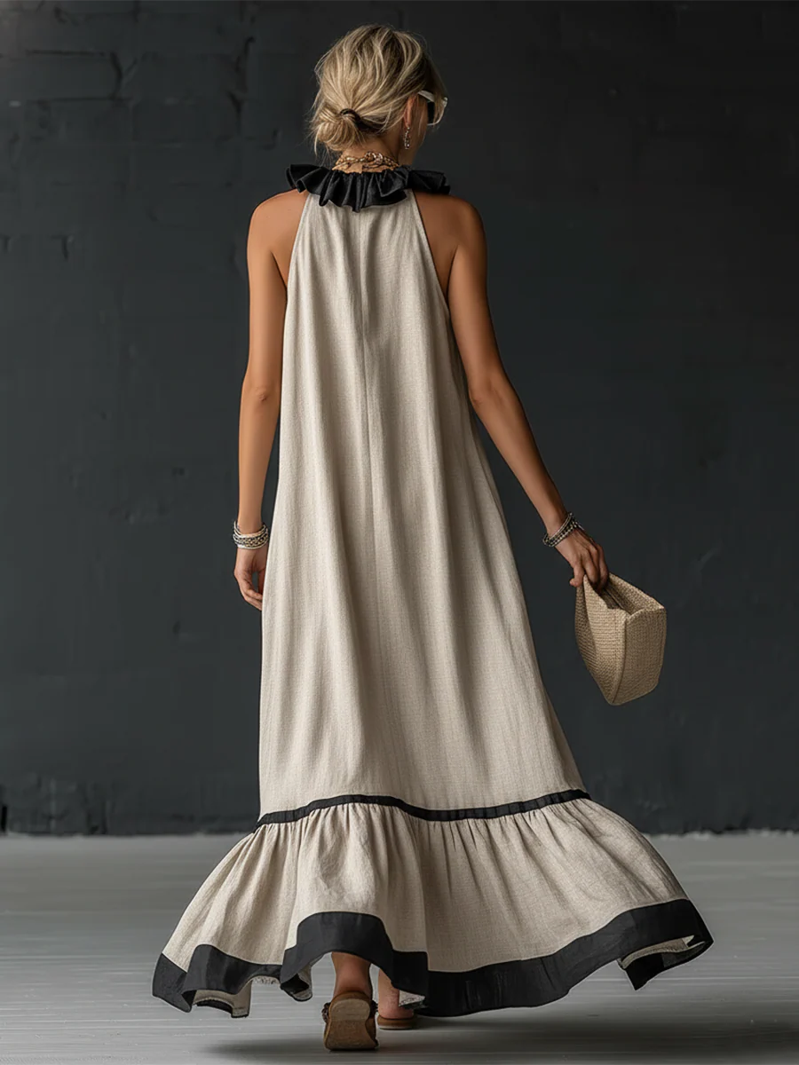 Dress for Women Loose Cotton Linen Maxi Casual