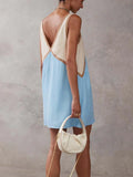 Mini Dress Women Contrasting Plunging Back Summer