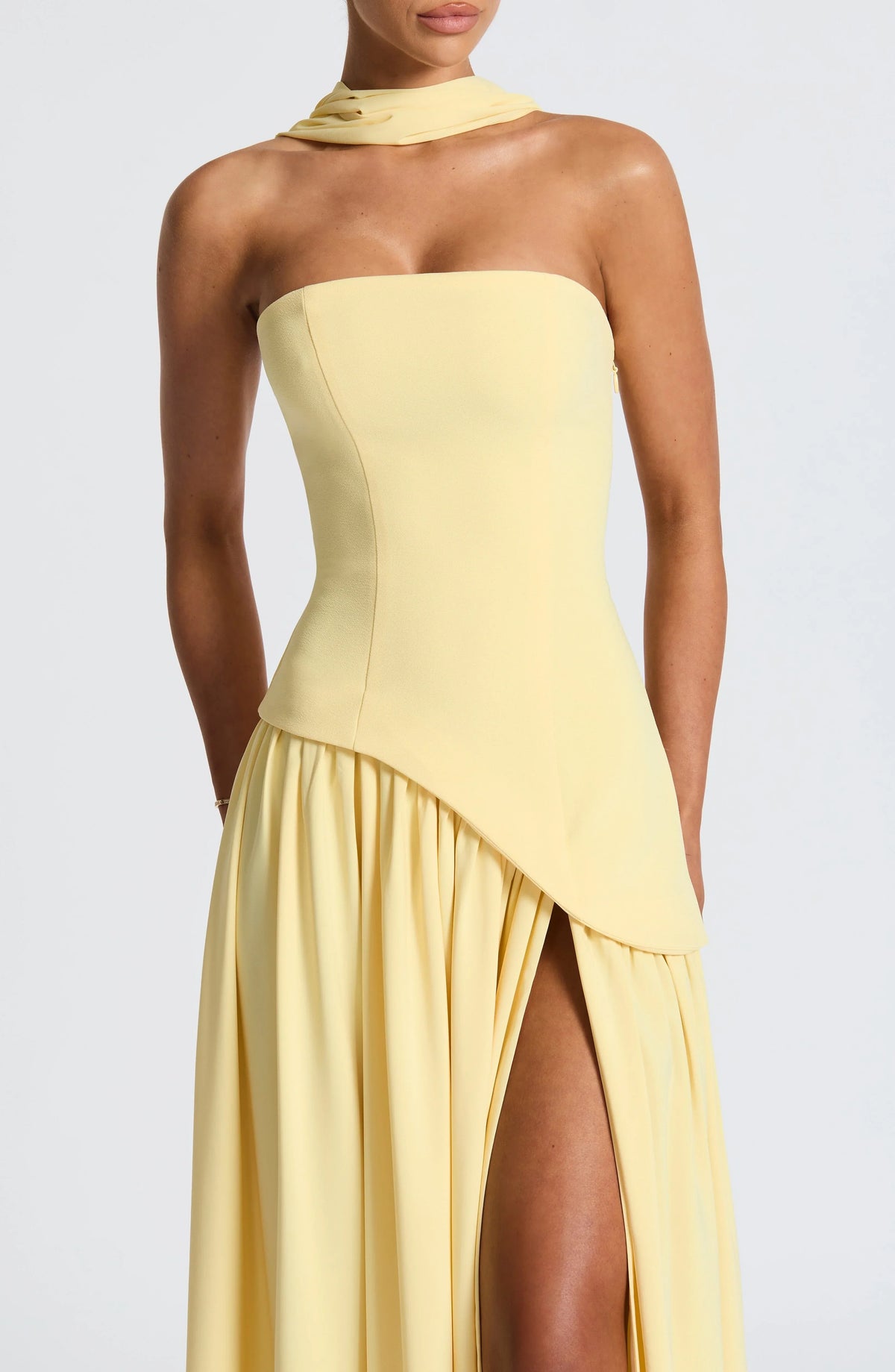 Maxi Dress Women Corset Bodice High Slit Formal